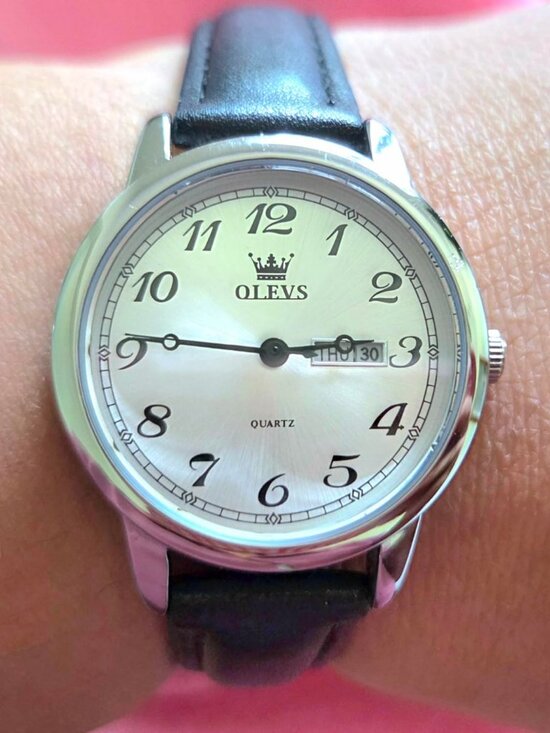 Olevs Women\'s Silver Black Vintage Leather Waterproof Reloj Mujer Luxury Watch main image 9